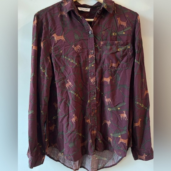 Beach Lunch Lounge Alana Dog Print Button Up Top Women Medium - Picture 6 of 13